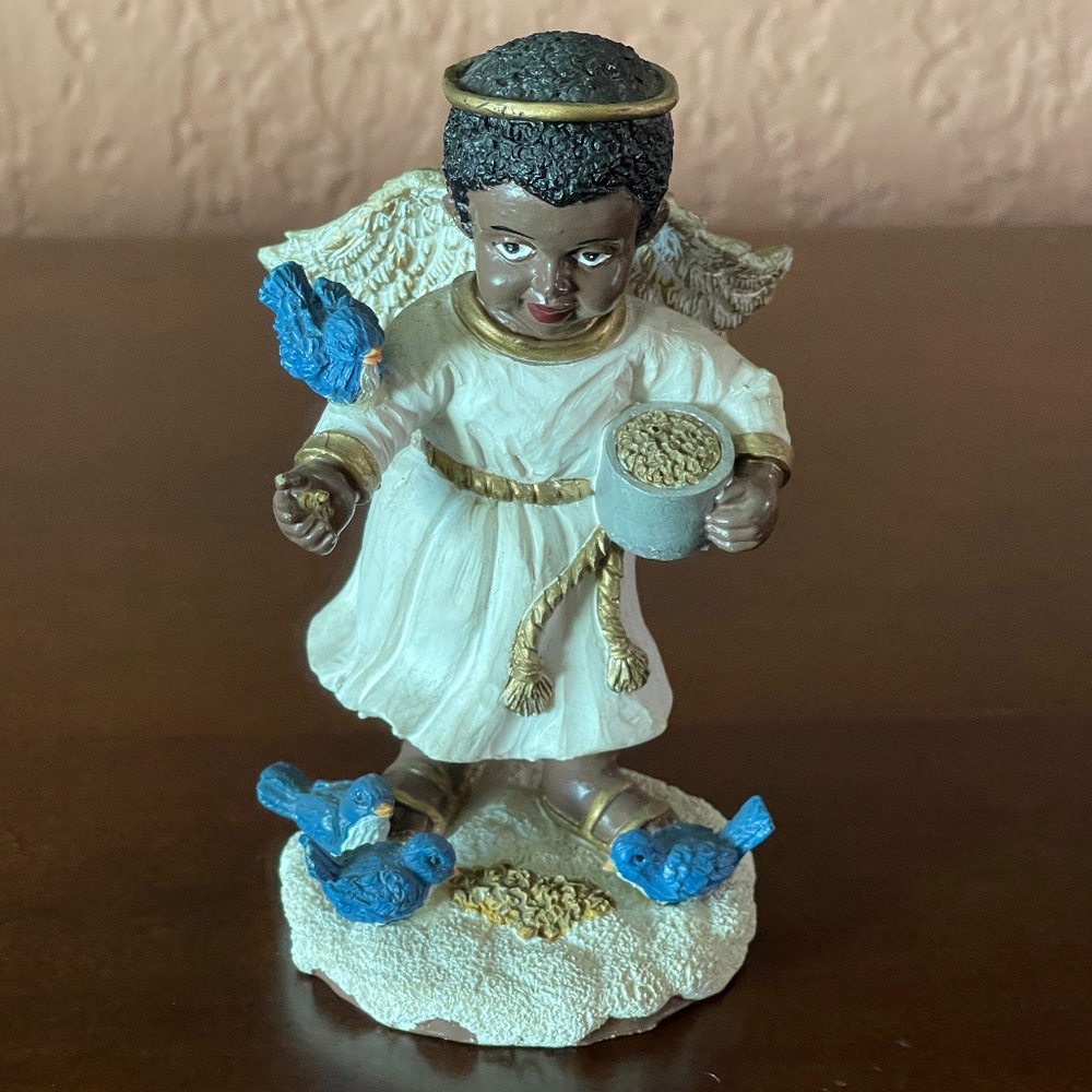 House of Lloyd Black Angel with Blue Birds Figurine -1996